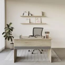 Garnero Arredamenti Scrivanie Ufficio|Scrivanie Ufficio-Scrivania 120x60cm ufficio moderna rovere antracite lucido Time N