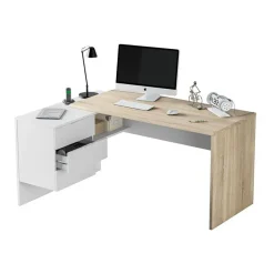 Garnero Arredamenti Scrivanie Per Ragazzi|Scrivanie Ufficio-Scrivania 145x108cm ufficio reversibile bianco opaco rovere Work