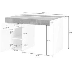 Garnero Arredamenti Scrivanie Per Ragazzi|Scrivanie Ufficio-Scrivania 100x60cm ufficio salvaspazio bianco lucido pero Becka