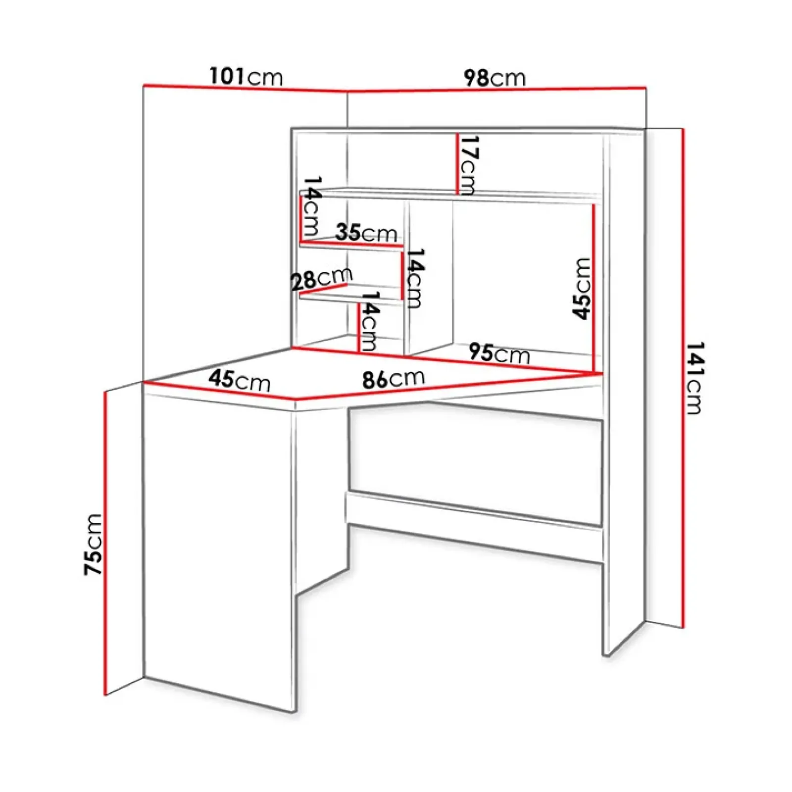 Garnero Arredamenti Scrivanie Per Ragazzi|Scrivanie Ufficio-Scrivania 98x141cm ufficio salvaspazio bianco Laura