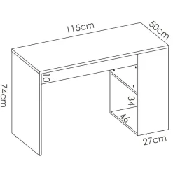 Garnero Arredamenti Scrivanie Per Ragazzi|Scrivanie Ufficio-Scrivania 115x50cm ufficio salvaspazio rovere bianco opaco Tiger Rovere - Bianco opaco