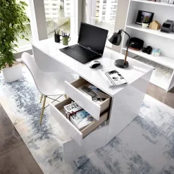 Garnero Arredamenti Scrivanie Per Ragazzi|Toeletta Trucco-Scrivania 139x60cm ufficio salvaspazio moderna bianco Virgil