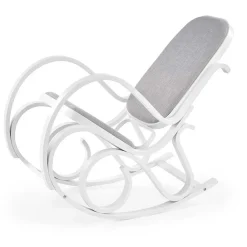 Garnero Arredamenti Poltrone Relax|Poltroncine Imbottite-Sedia a dondolo in tessuto grigio legno bianco Hacchan Bianco - Grigio