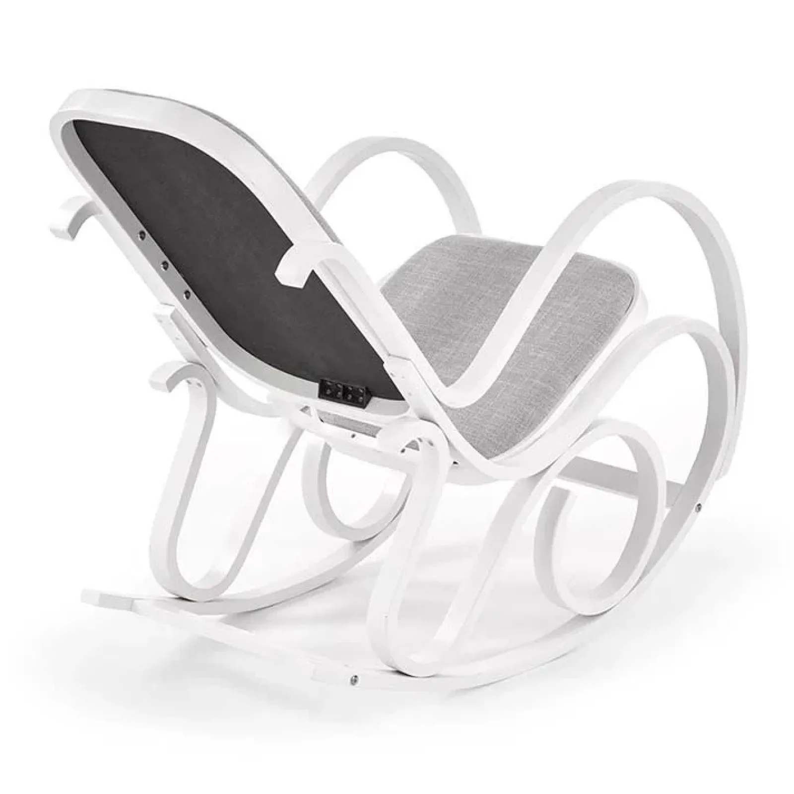 Garnero Arredamenti Poltrone Relax|Poltroncine Imbottite-Sedia a dondolo in tessuto grigio legno bianco Hacchan Bianco - Grigio