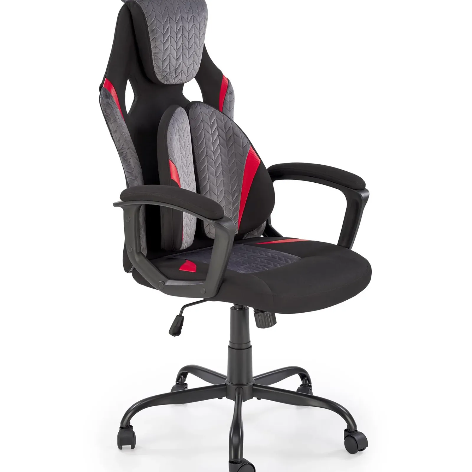 Garnero Arredamenti Sedie Da Ufficio|Sedie Scrivania Ufficio-Sedia da gaming ergonomica con supporto lombare in tessuto grigio nero rosso Buzz