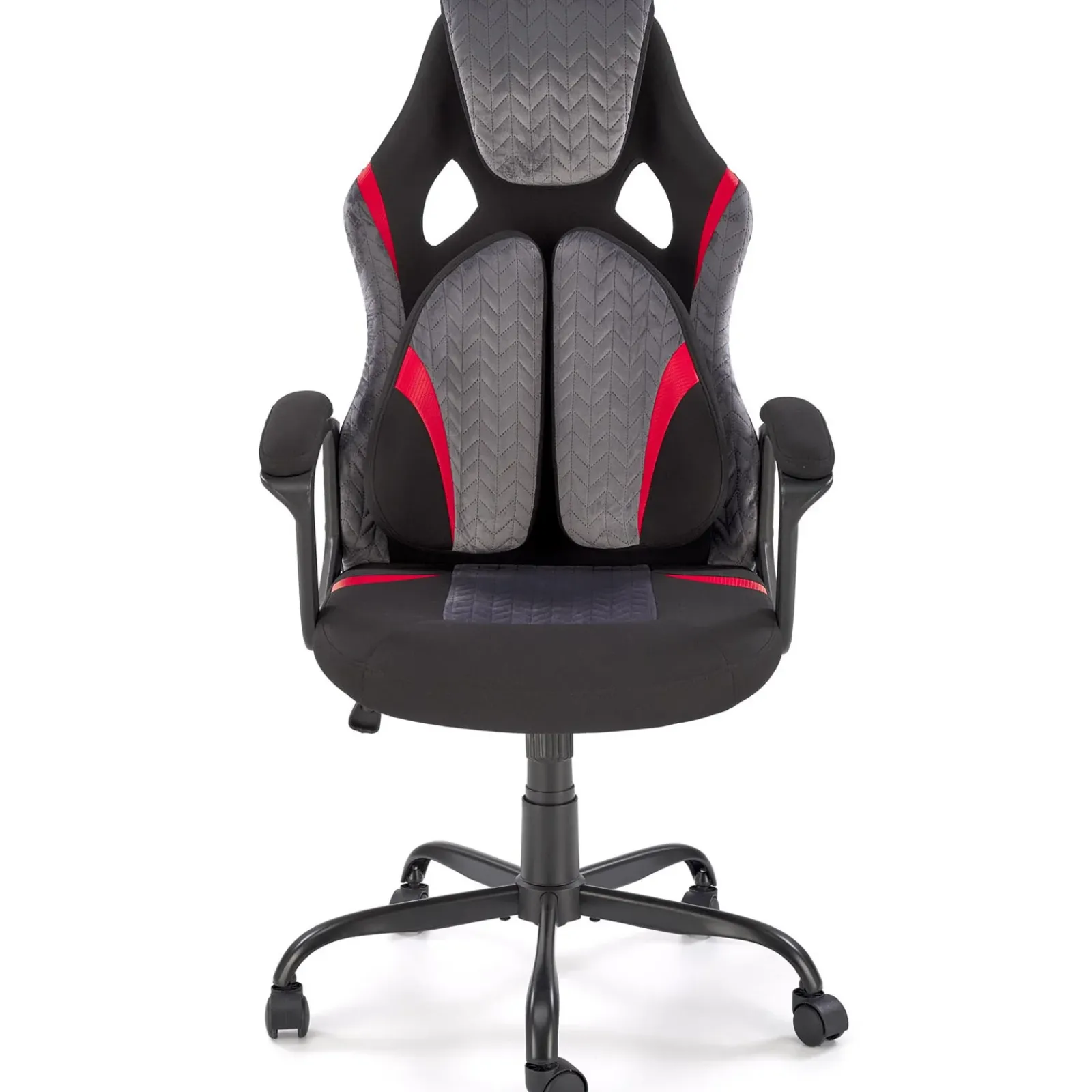 Garnero Arredamenti Sedie Da Ufficio|Sedie Scrivania Ufficio-Sedia da gaming ergonomica con supporto lombare in tessuto grigio nero rosso Buzz