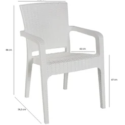 Garnero Arredamenti Sedie Da Giardino-Sedia da giardino esterno bar dehors con braccioli polipropilene effetto rattan Maddy Bianco