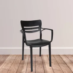 Garnero Arredamenti Sedie Da Giardino|Sedie Polipropilene-Sedia da giardino esterno bar dehors moderna in polipropilene con braccioli nera Gemma