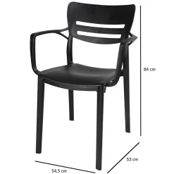 Garnero Arredamenti Sedie Da Giardino|Sedie Polipropilene-Sedia da giardino esterno bar dehors moderna in polipropilene con braccioli nera Gemma