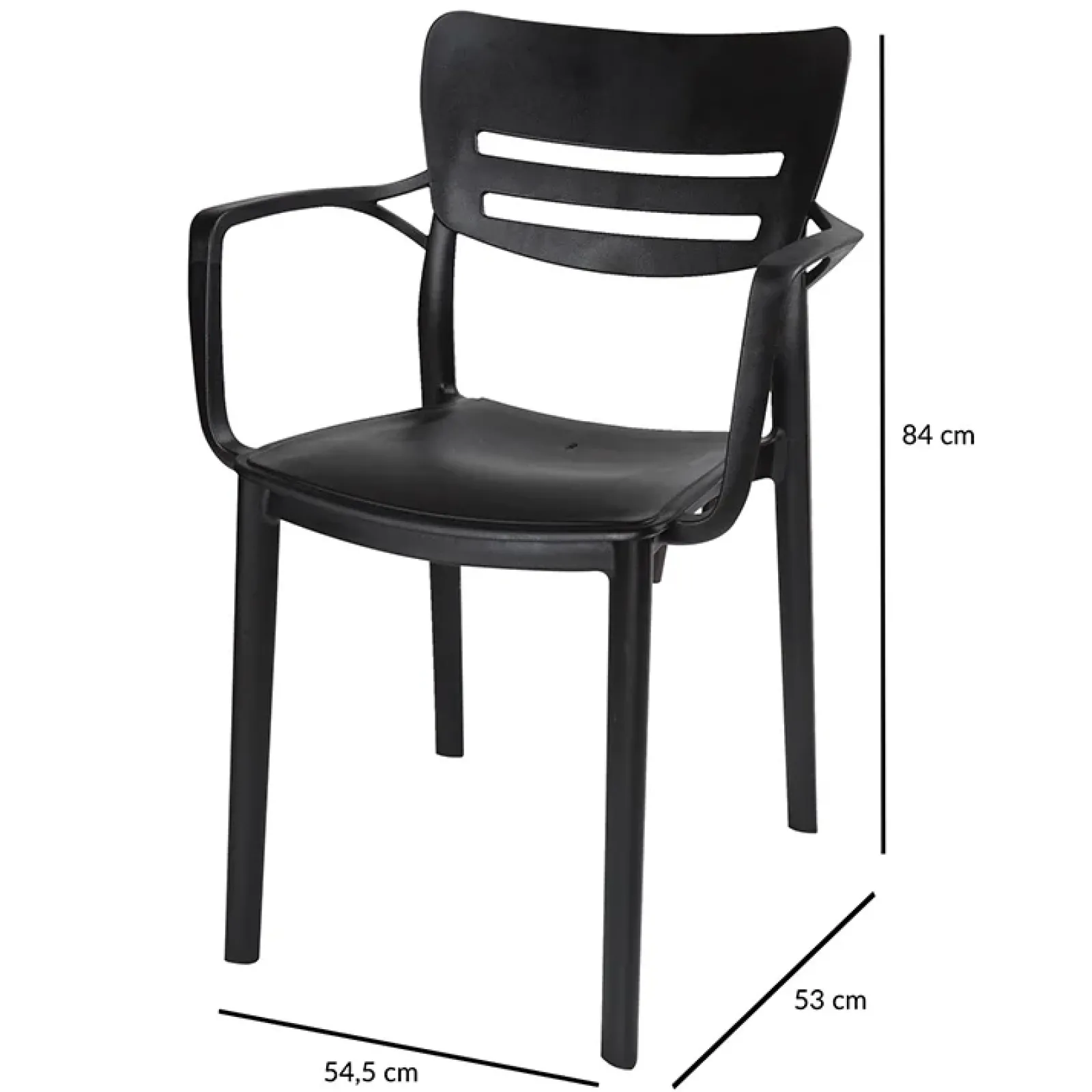 Garnero Arredamenti Sedie Da Giardino|Sedie Polipropilene-Sedia da giardino esterno bar dehors moderna in polipropilene con braccioli nera Gemma