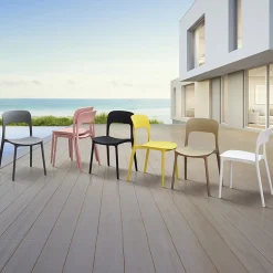 Garnero Arredamenti Sedie Da Giardino-Sedia da giardino esterno bar dehors impilabile polipropilene Halyard Tortora