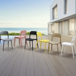 Garnero Arredamenti Sedie Da Giardino-Sedia da giardino esterno bar dehors impilabile polipropilene gialla Halyard Giallo