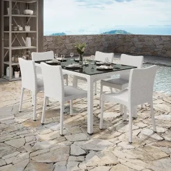 Garnero Arredamenti Sedie Da Giardino-Sedia da giardino esterno bar dehors polipropilene effetto rattan Rossana Bianco