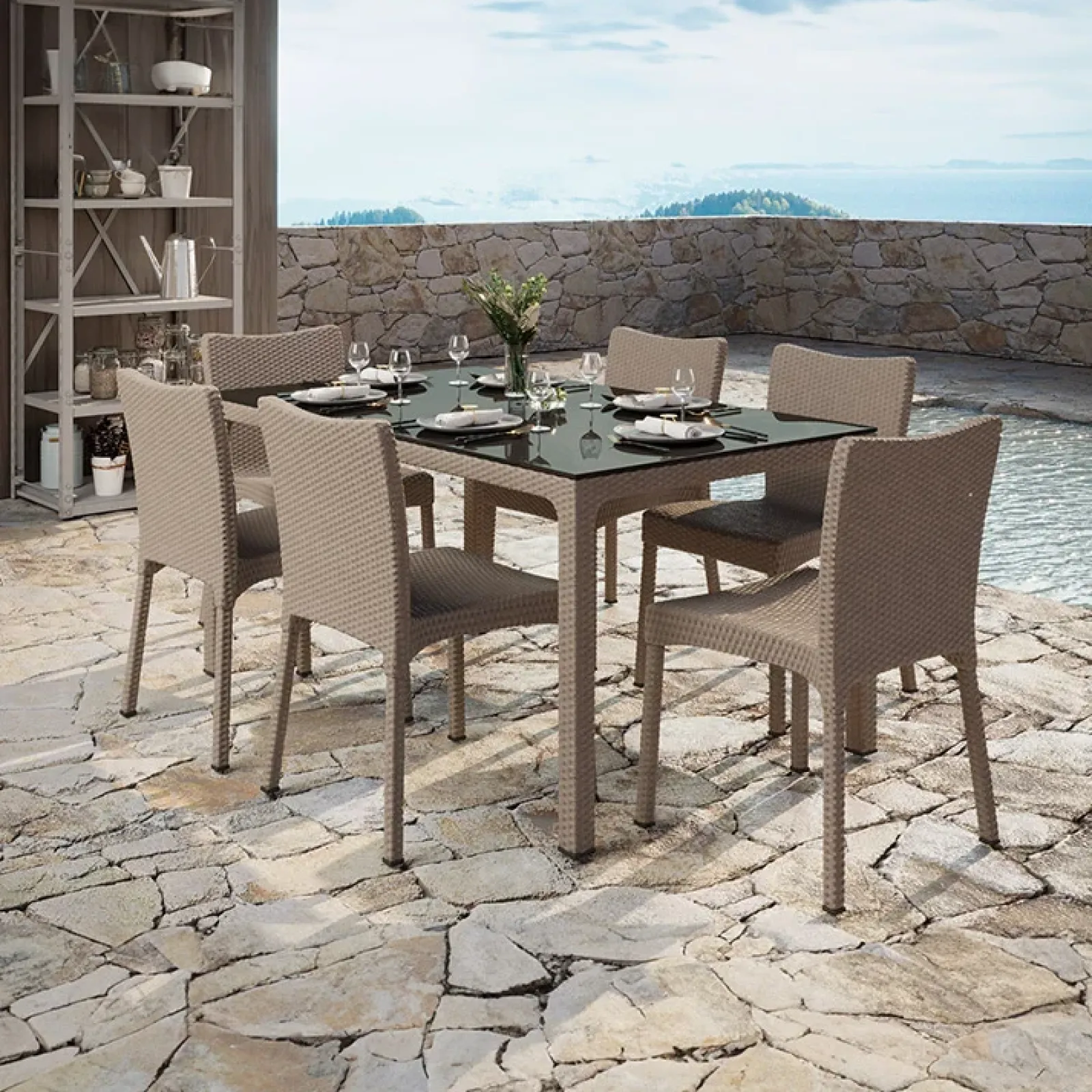 Garnero Arredamenti Sedie Da Giardino-Sedia da giardino esterno bar dehors polipropilene effetto rattan Rossana Tortora