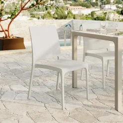 Garnero Arredamenti Sedie Da Giardino-Sedia da giardino impilabile polipropilene bianca Tape Gihome® Bianco