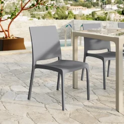 Garnero Arredamenti Sedie Da Giardino-Sedia da giardino impilabile polipropilene Tape Gihome® Grigio
