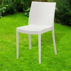 Garnero Arredamenti Sedie Da Giardino-Sedia da giardino impilabile plastica Olbia Bianco
