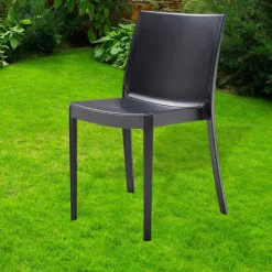 Garnero Arredamenti Sedie Da Giardino-Sedia da giardino impilabile plastica Olbia Nero