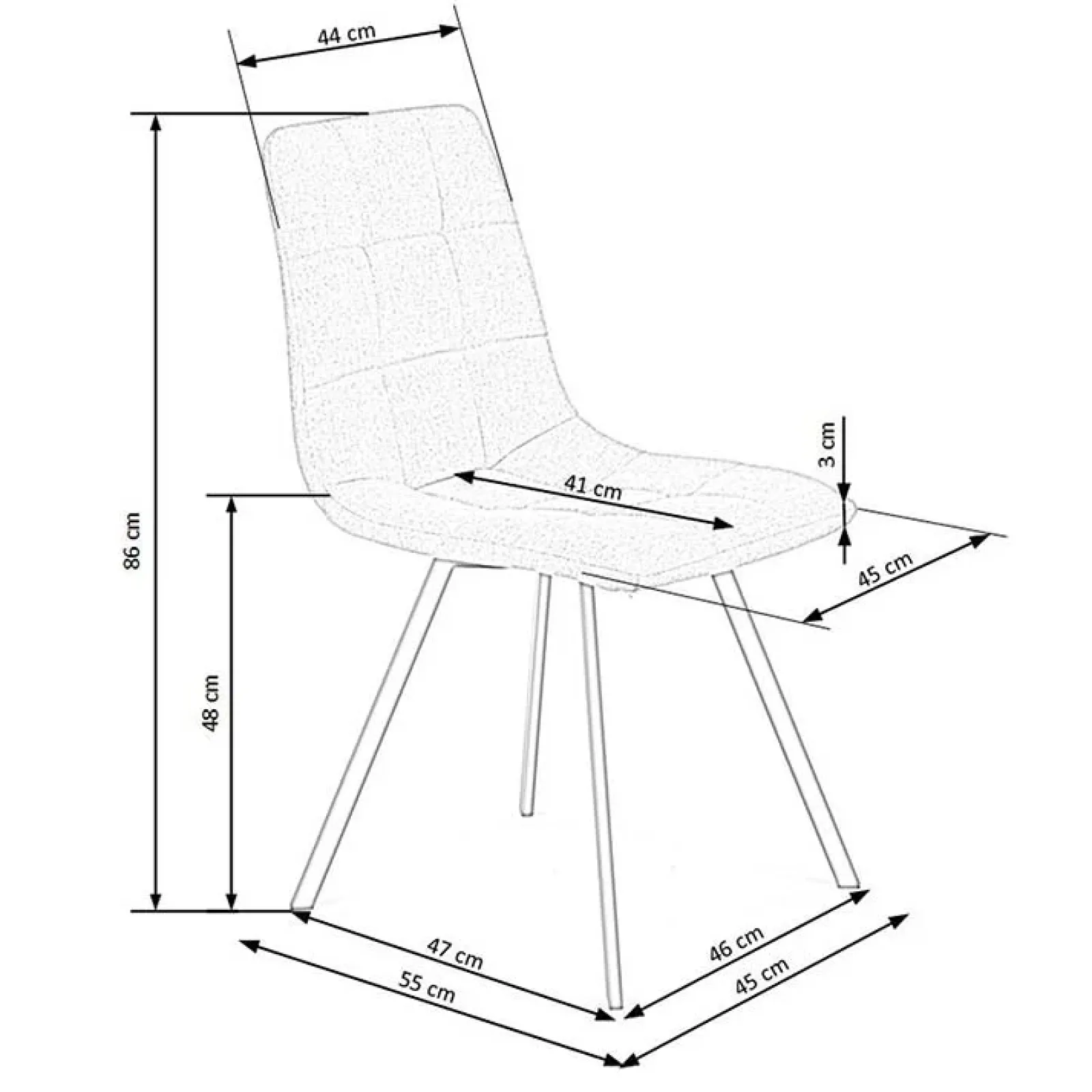 Garnero Arredamenti Sedie In Tessuto-Sedia da pranzo imbottita in tessuto nero Kristen Beige