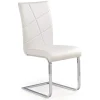 Garnero Arredamenti Sedie Imbottite Ecopelle-Sedia da pranzo imbottita a slitta in ecopelle bianco e acciaio cromato Diamante