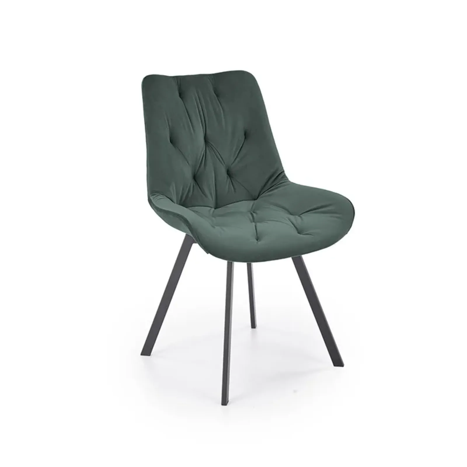 Garnero Arredamenti Sedie In Tessuto-Sedia da pranzo imbottita in velluto scuro nero Sango Verde