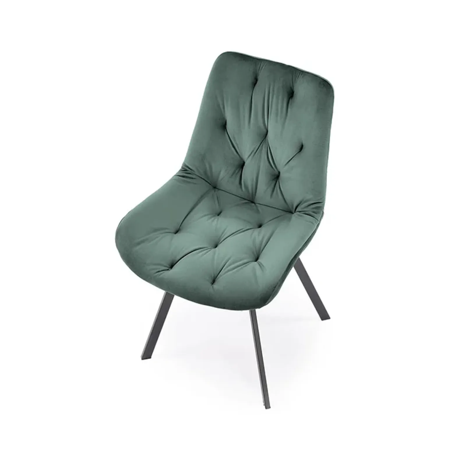 Garnero Arredamenti Sedie In Tessuto-Sedia da pranzo imbottita in velluto scuro nero Sango Verde