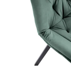 Garnero Arredamenti Sedie In Tessuto-Sedia da pranzo imbottita in velluto scuro nero Sango Verde