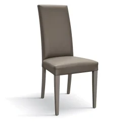 Garnero Arredamenti Sedie Imbottite Ecopelle-Sedia da pranzo imbottita in ecopelle Ikon Tortora