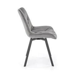 Garnero Arredamenti Sedie In Tessuto-Sedia da pranzo imbottita in velluto nero Sango Grigio