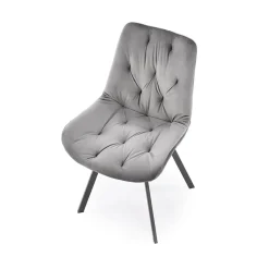 Garnero Arredamenti Sedie In Tessuto-Sedia da pranzo imbottita in velluto nero Sango Grigio