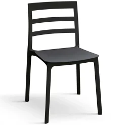 Garnero Arredamenti Sedie Polipropilene-Sedia da pranzo impilabile moderna in polipropilene Nature Nero