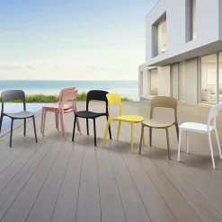 Garnero Arredamenti Sedie Polipropilene-Sedia da pranzo impilabile moderna polipropilene Halyard Rosa