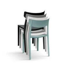 Garnero Arredamenti Sedie Polipropilene-Sedia da pranzo impilabile moderna in polipropilene Hans Verde Acqua