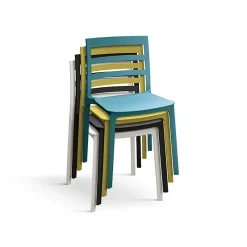Garnero Arredamenti Sedie Polipropilene-Sedia da pranzo impilabile moderna in polipropilene verde Nature Verde Salvia