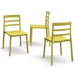 Garnero Arredamenti Sedie Polipropilene-Sedia da pranzo impilabile moderna in polipropilene Nature Giallo