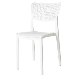 Garnero Arredamenti Sedie Polipropilene-Sedia da pranzo impilabile schienale forato polipropilene bianca Aura Bianco