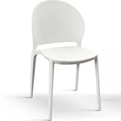 Garnero Arredamenti Sedie Polipropilene-Sedia da pranzo impilabile moderna in polipropilene Pelican Bianco