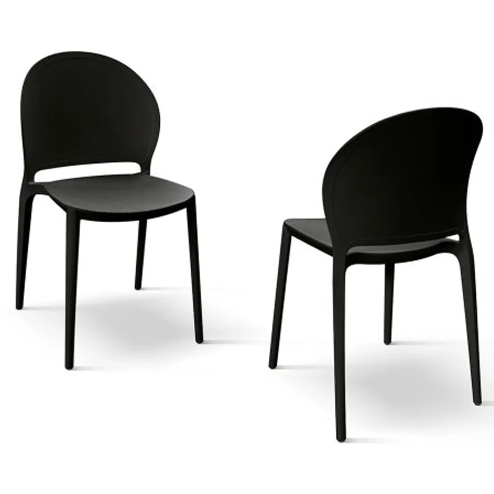 Garnero Arredamenti Sedie Polipropilene-Sedia da pranzo impilabila moderne in polipropilene Pelican Nero