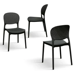 Garnero Arredamenti Sedie Polipropilene-Sedia da pranzo impilabile moderna in polipropilene Elbow Nero