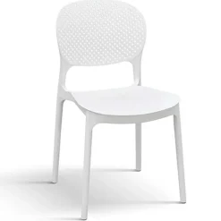 Garnero Arredamenti Sedie Polipropilene-Sedia da pranzo impilabile moderna in polipropilene Elbow Bianco