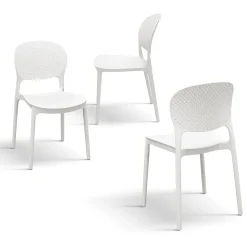 Garnero Arredamenti Sedie Polipropilene-Sedia da pranzo impilabile moderna in polipropilene Elbow Bianco