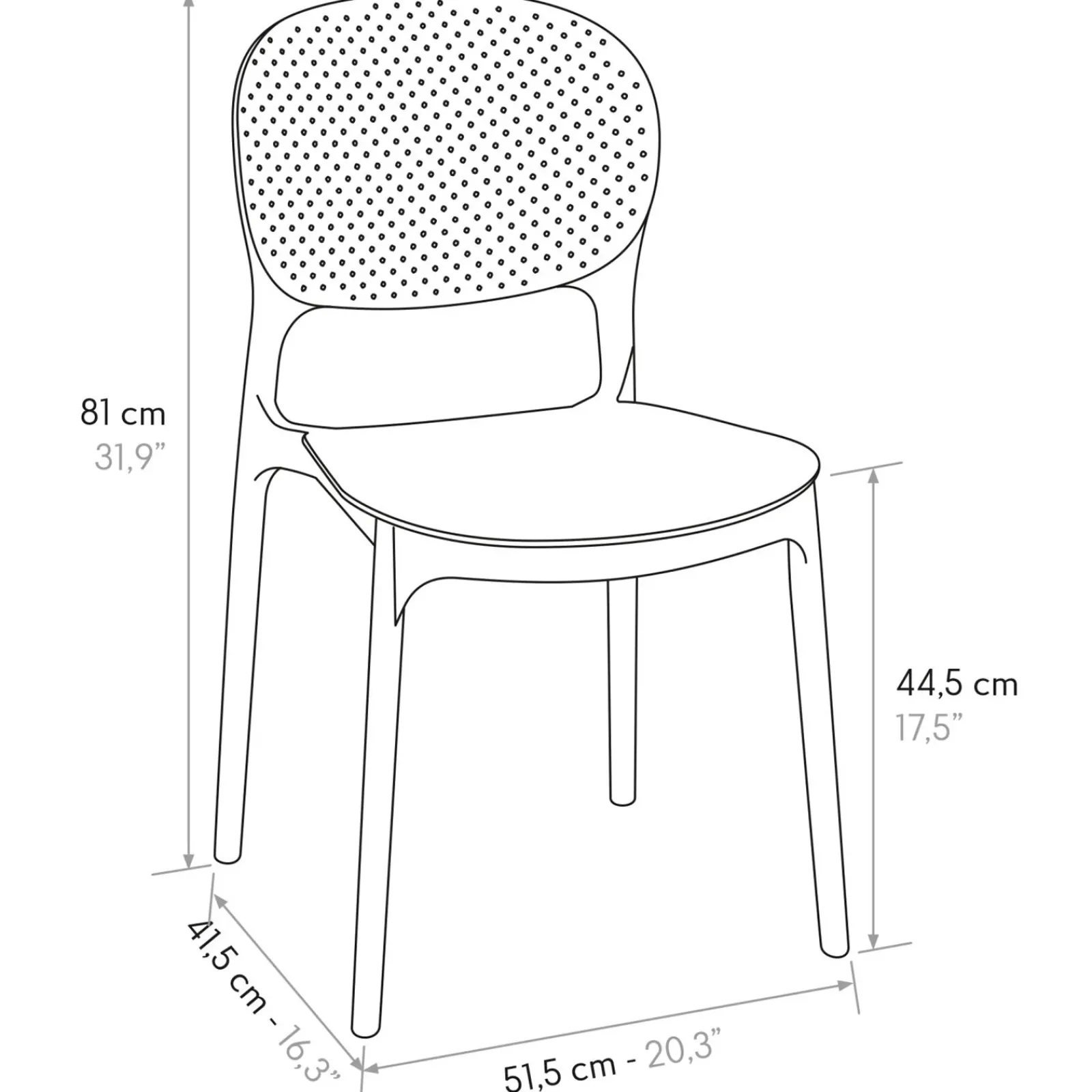 Garnero Arredamenti Sedie Polipropilene-Sedia da pranzo impilabile moderna in polipropilene Elbow Bianco
