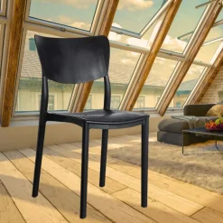 Garnero Arredamenti Sedie Polipropilene-Sedia da pranzo impilabile polipropilene grigio Tania Antracite