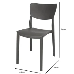 Garnero Arredamenti Sedie Polipropilene-Sedia da pranzo impilabile polipropilene grigio Tania Antracite