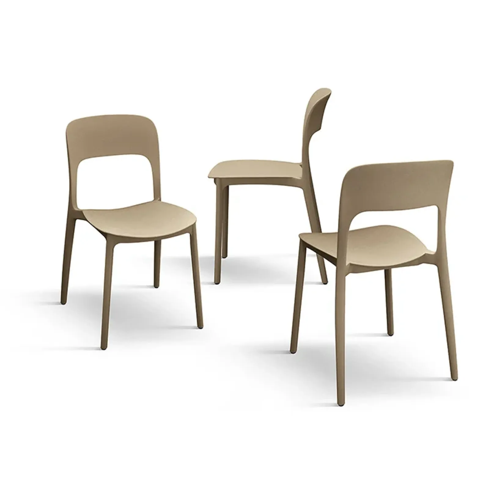 Garnero Arredamenti Sedie Polipropilene-Sedia da pranzo impilabile moderna polipropilene Halyard Tortora