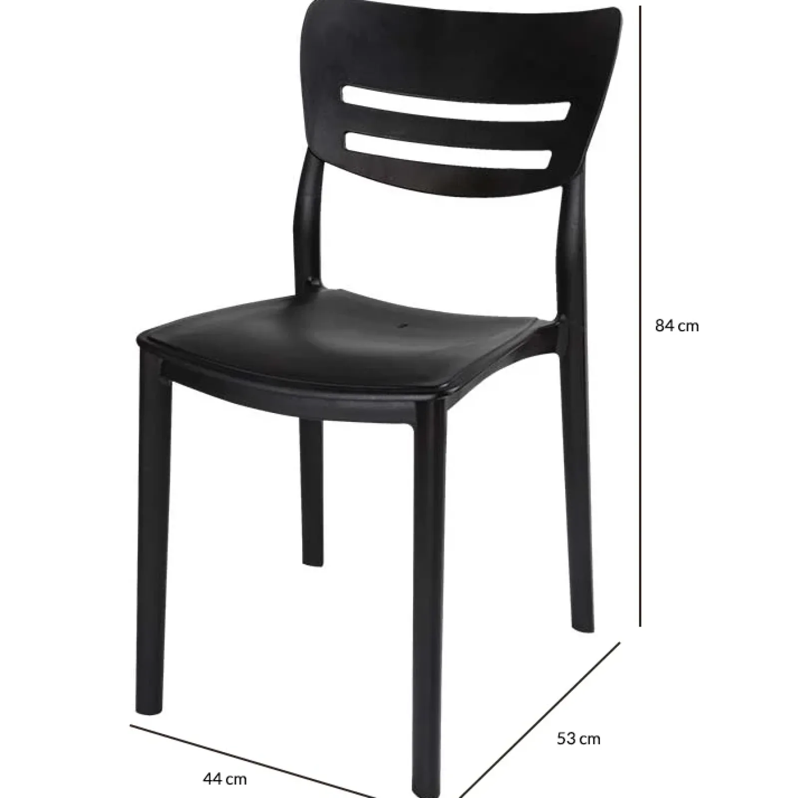 Garnero Arredamenti Sedie Polipropilene-Sedia da pranzo impilabile moderna polipropilene Greta Nero