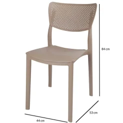 Garnero Arredamenti Sedie Polipropilene-Sedia da pranzo impilabile schienale forato polipropilene Aura Tortora