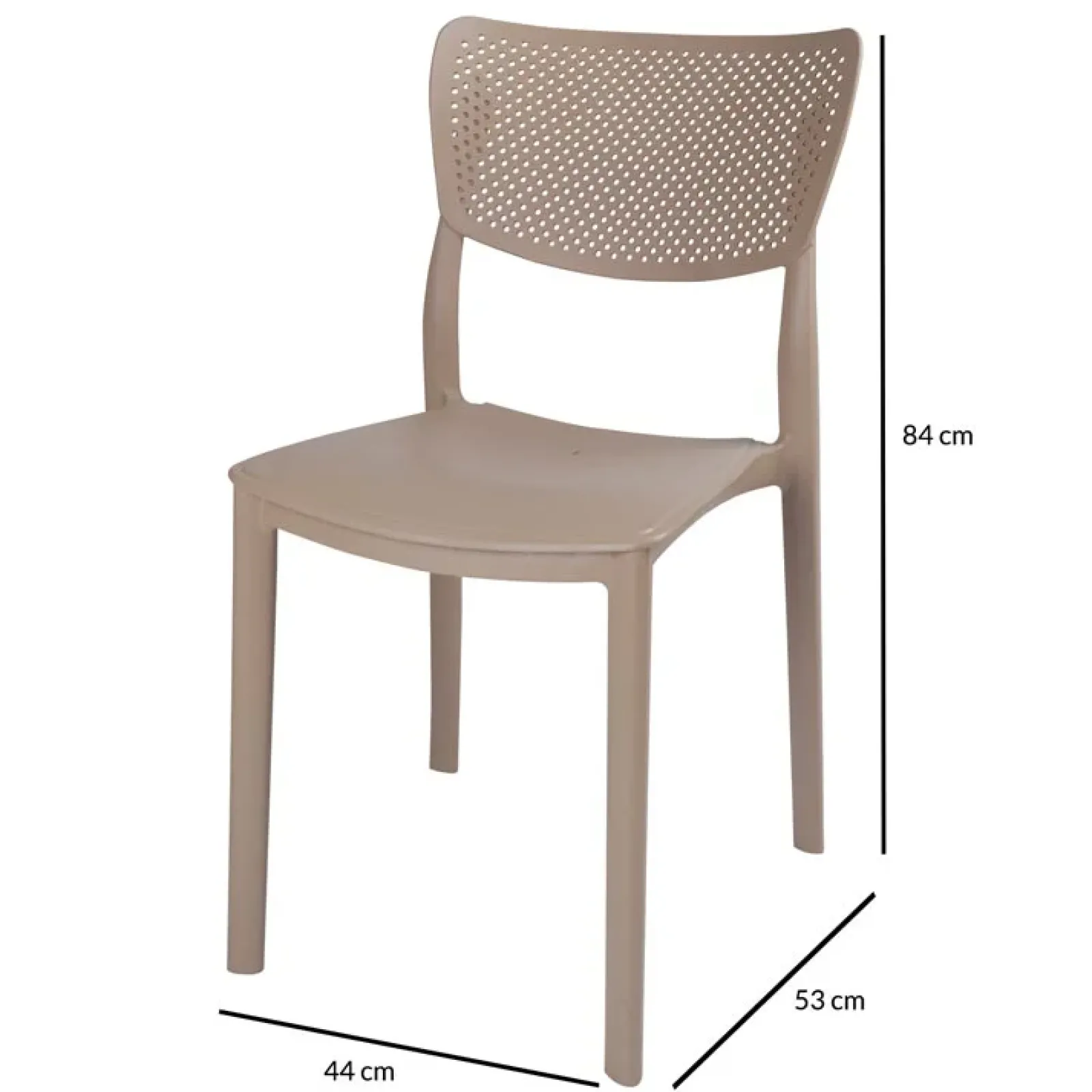 Garnero Arredamenti Sedie Polipropilene-Sedia da pranzo impilabile schienale forato polipropilene Aura Tortora