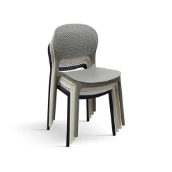 Garnero Arredamenti Sedie Polipropilene-Sedia da pranzo impilabile moderna in polipropilene Elbow Grigio