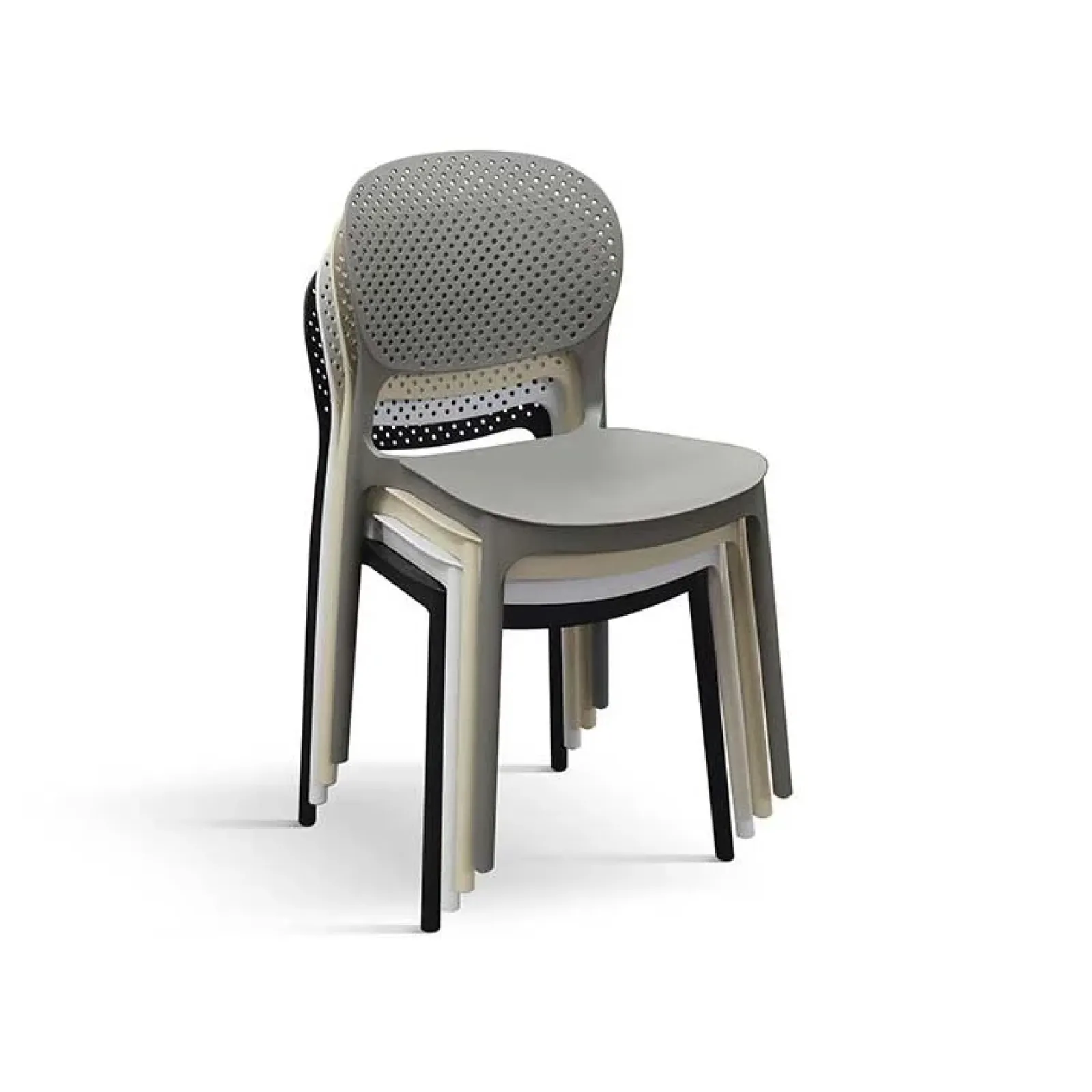 Garnero Arredamenti Sedie Polipropilene-Sedia da pranzo impilabile moderna in polipropilene Elbow Grigio